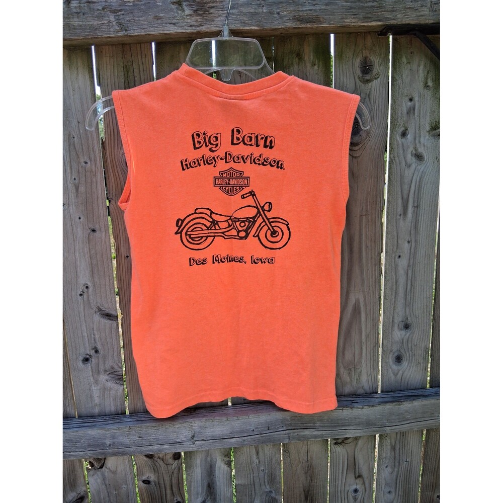 085 Harley Davidson Kids Youth Muscle T-Shirt Orange & Black Medium - Picture 4 of 5